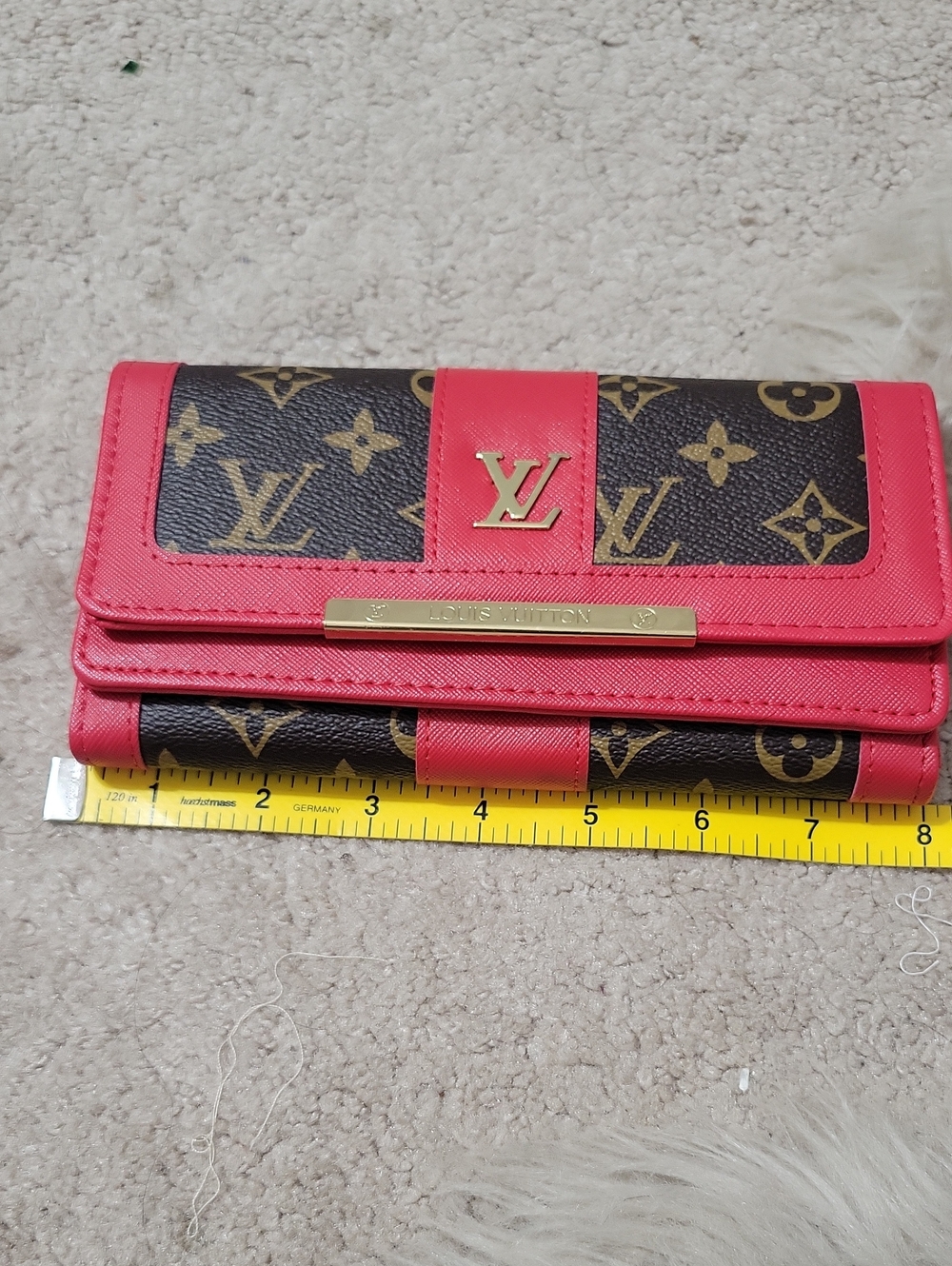 Louis Vuitton Monogram Wallet with Pink Trim and Gold Hardware